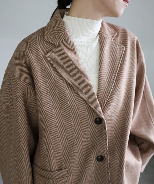 極綺麗❗️極上アルパカ ヘリンボーン柄 ダブル ジャケット 羽織り◎マックスマーラ ヘリンボーンカーブスリーブジャケット（テーラードジャケット