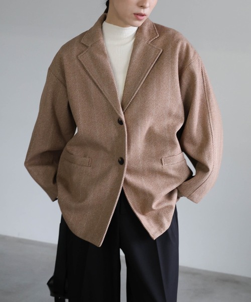 【極美品9月13日まで！！】DORMEUIL アルパカ ヘリンボーン ジャケット ヘリンボーンカーブスリーブジャケット（テーラードジャケット