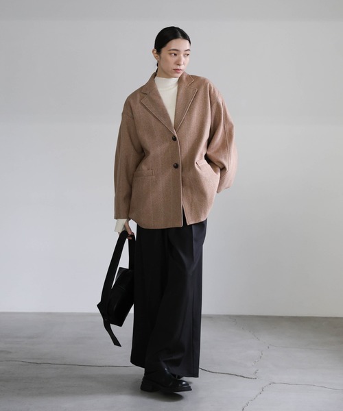 ヘリンボーンカーブスリーブジャケット（テーラードジャケット