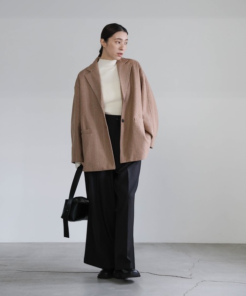 ヘリンボーンカーブスリーブジャケット（テーラードジャケット