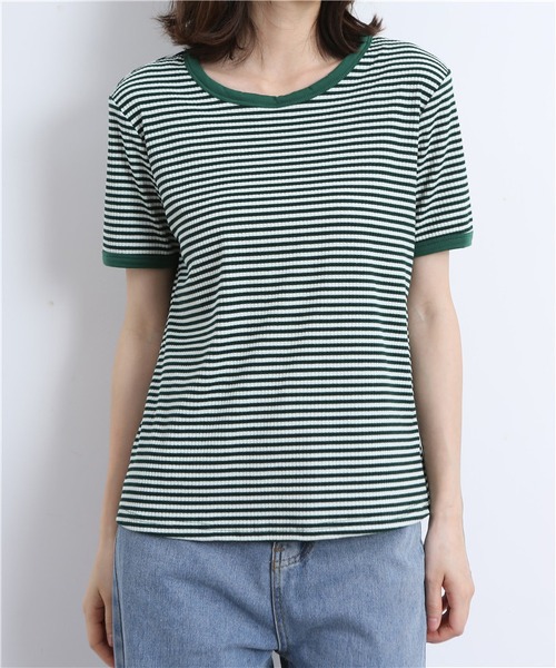 MAISON DE THERESE(メゾン ド テレーズ)の「配色パイピングカットソーボーダーTシャツ(Tシャツ/カットソー・レディース・ブラウン/グリーン/ブラック・L/S/M)」の16枚目の写真