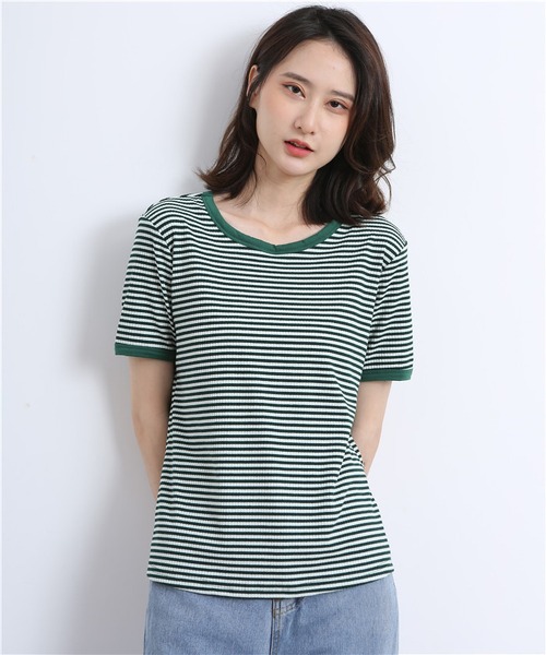 MAISON DE THERESE(メゾン ド テレーズ)の「配色パイピングカットソーボーダーTシャツ(Tシャツ/カットソー・レディース・ブラウン/グリーン/ブラック・L/S/M)」の17枚目の写真