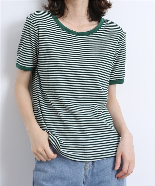 MAISON DE THERESE(メゾン ド テレーズ)の「配色パイピングカットソーボーダーTシャツ(Tシャツ/カットソー・レディース・ブラウン/グリーン/ブラック・L/S/M)」の18枚目の写真
