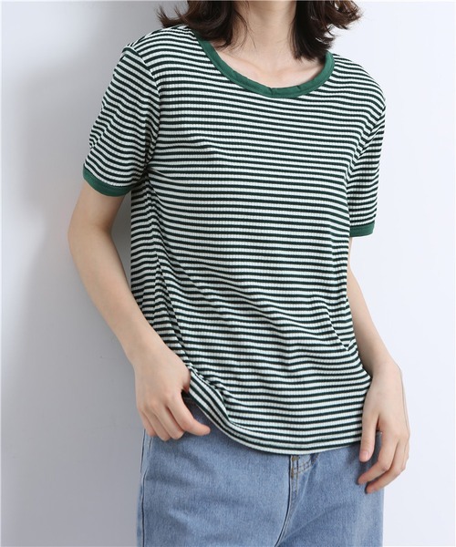 MAISON DE THERESE(メゾン ド テレーズ)の「配色パイピングカットソーボーダーTシャツ(Tシャツ/カットソー・レディース・ブラウン/グリーン/ブラック・L/S/M)」の19枚目の写真