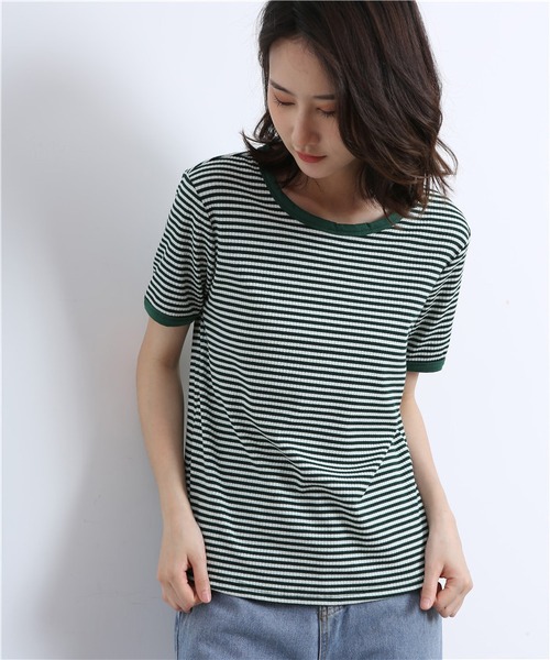 MAISON DE THERESE(メゾン ド テレーズ)の「配色パイピングカットソーボーダーTシャツ(Tシャツ/カットソー・レディース・ブラウン/グリーン/ブラック・L/S/M)」の20枚目の写真