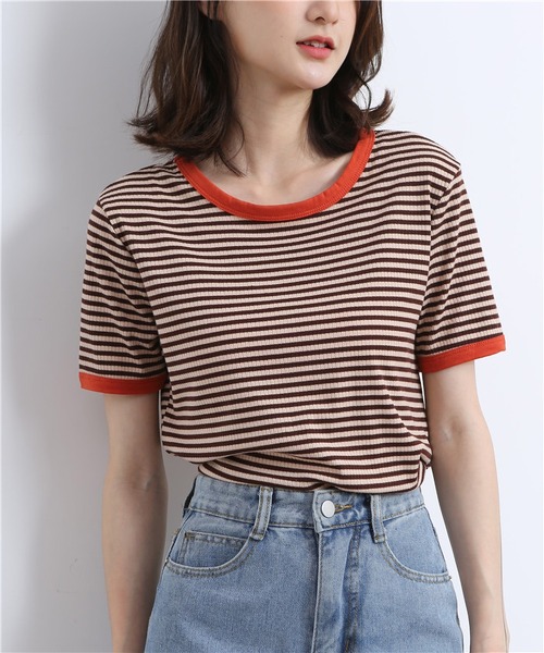 MAISON DE THERESE(メゾン ド テレーズ)の「配色パイピングカットソーボーダーTシャツ(Tシャツ/カットソー・レディース・ブラウン/グリーン/ブラック・L/S/M)」の22枚目の写真