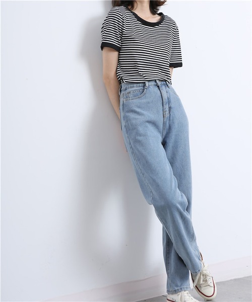 MAISON DE THERESE(メゾン ド テレーズ)の「配色パイピングカットソーボーダーTシャツ(Tシャツ/カットソー・レディース・ブラウン/グリーン/ブラック・L/S/M)」の9枚目の写真