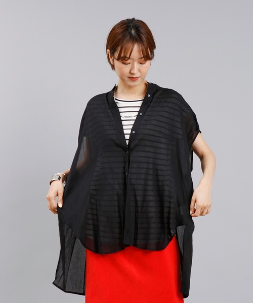 DouDou(ドゥドゥ)の「バックデザインフレンチシャツ(シャツ/ブラウス・レディース・ブラック/オフホワイト/パープル・FREE)」の19枚目の写真