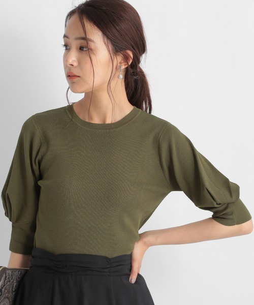 Andemiu（アンデミュウ）の「ソデタックニット954791（ニット/セーター・レディース・オフホワイト/モカ/ブラック/カーキ・FREE）」の4枚目の写真