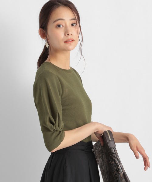 Andemiu（アンデミュウ）の「ソデタックニット954791（ニット/セーター・レディース・オフホワイト/モカ/ブラック/カーキ・FREE）」の18枚目の写真