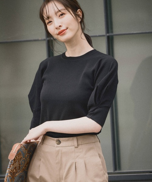 Andemiu（アンデミュウ）の「ソデタックニット954791（ニット/セーター・レディース・オフホワイト/モカ/ブラック/カーキ・FREE）」の5枚目の写真