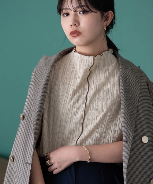 Aunt Marie's（アントマリーズ）の「楊柳メロウフレンチスリーブトップス（シャツ/ブラウス・レディース・ブラック/ベージュ/ブラウン/アイボリー・FREE）」の12枚目の写真