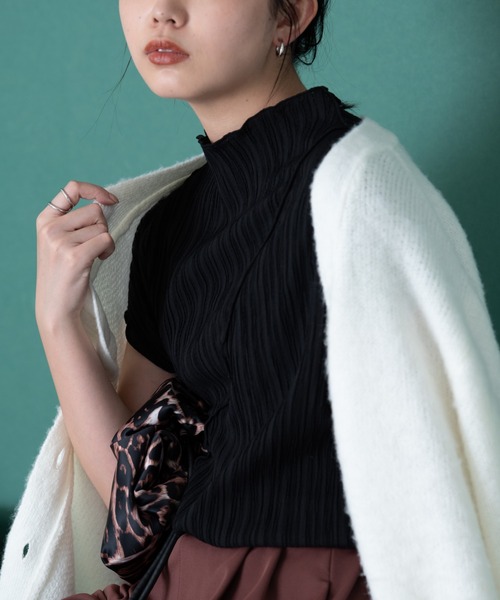 Aunt Marie's（アントマリーズ）の「楊柳メロウフレンチスリーブトップス（シャツ/ブラウス・レディース・ブラック/ベージュ/ブラウン/アイボリー・FREE）」の10枚目の写真