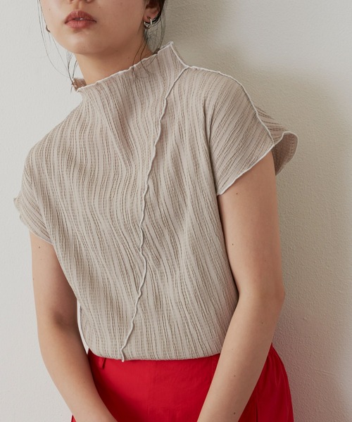 Aunt Marie's（アントマリーズ）の「楊柳メロウフレンチスリーブトップス（シャツ/ブラウス・レディース・ブラック/ベージュ/ブラウン/アイボリー・FREE）」の5枚目の写真