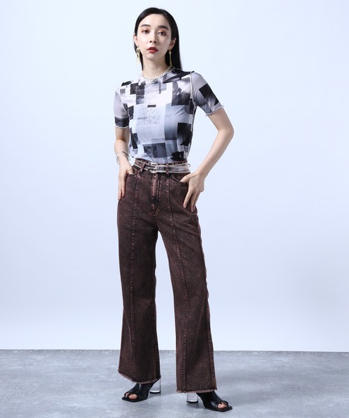 HARE（ハレ）の「ブリーチフレアデニムパンツ(HARE)（デニムパンツ・レディース・ブラック/レッド・S/M）」の6枚目の写真