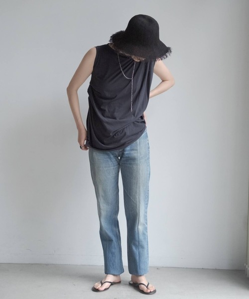 ONEME(ワンム)の「ONEME gather Tank top(Tシャツ/カットソー・レディース・オフホワイト/ネイビー・FREE)」の11枚目の写真