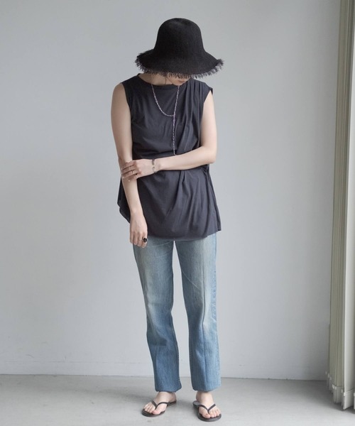 ONEME(ワンム)の「ONEME gather Tank top(Tシャツ/カットソー・レディース・オフホワイト/ネイビー・FREE)」の13枚目の写真