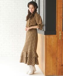 MAJESTIC LEGON | チェックダブルフレアスカート(スカート)