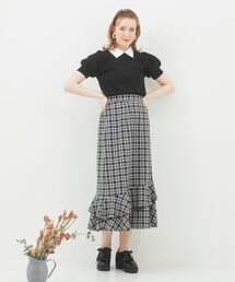 MAJESTIC LEGON | チェックダブルフレアスカート(スカート)