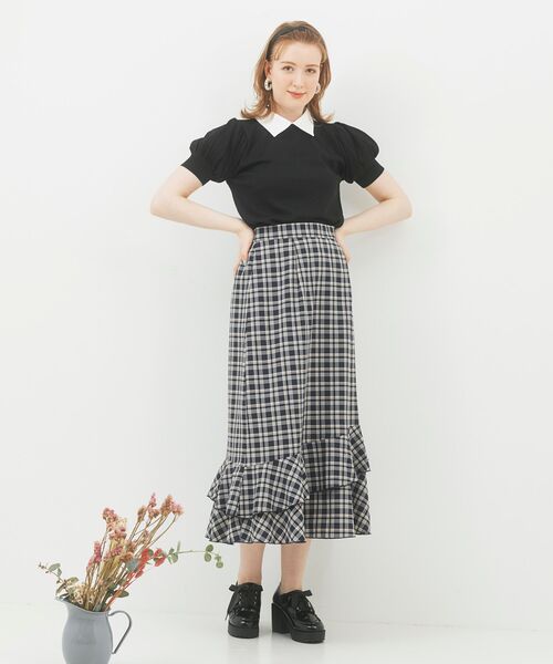MAJESTIC LEGON（マジェスティックレゴン）の「チェックダブルフレアスカート（スカート・レディース・ベージュ系その他2/ブラウン系その他2/ブルー系その他4・SMALL/MEDIUM）」の3枚目の写真