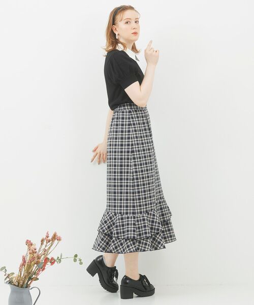MAJESTIC LEGON（マジェスティックレゴン）の「チェックダブルフレアスカート（スカート・レディース・ベージュ系その他2/ブラウン系その他2/ブルー系その他4・SMALL/MEDIUM）」の10枚目の写真