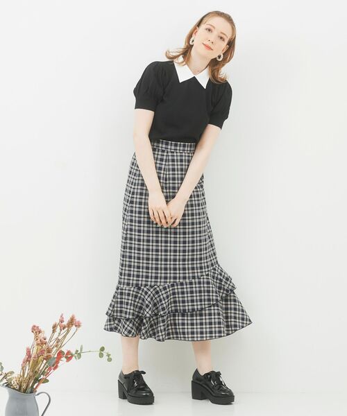 MAJESTIC LEGON（マジェスティックレゴン）の「チェックダブルフレアスカート（スカート・レディース・ベージュ系その他2/ブラウン系その他2/ブルー系その他4・SMALL/MEDIUM）」の7枚目の写真