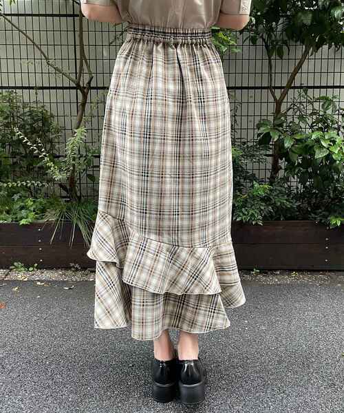 MAJESTIC LEGON（マジェスティックレゴン）の「チェックダブルフレアスカート（スカート・レディース・ベージュ系その他2/ブラウン系その他2/ブルー系その他4・SMALL/MEDIUM）」の22枚目の写真