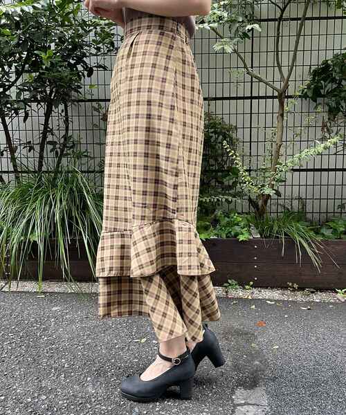 MAJESTIC LEGON（マジェスティックレゴン）の「チェックダブルフレアスカート（スカート・レディース・ベージュ系その他2/ブラウン系その他2/ブルー系その他4・SMALL/MEDIUM）」の5枚目の写真