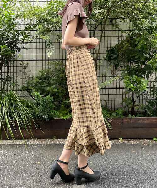 MAJESTIC LEGON（マジェスティックレゴン）の「チェックダブルフレアスカート（スカート・レディース・ベージュ系その他2/ブラウン系その他2/ブルー系その他4・SMALL/MEDIUM）」の18枚目の写真