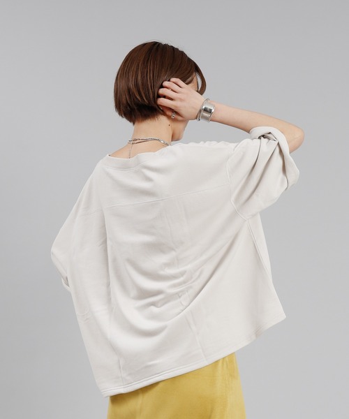 DouDou（ドゥドゥ）の「7分袖ショート丈スウェット（Tシャツ/カットソー・レディース・ブラック/ブラウン/グレイッシュベージュ・FREE）」の11枚目の写真