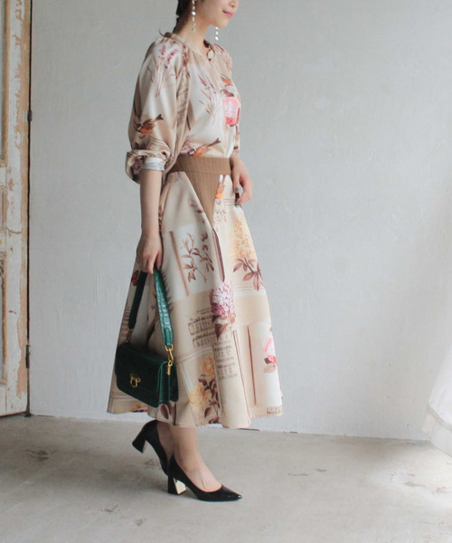 Cepica（セピカ）の「フラワープリント切替フレアスカート（スカート・レディース・ブラウン/ブラック・ONE SIZE）」の6枚目の写真