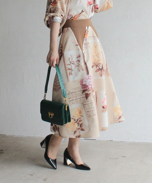 Cepica（セピカ）の「フラワープリント切替フレアスカート（スカート・レディース・ブラウン/ブラック・ONE SIZE）」の7枚目の写真