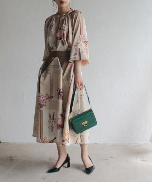 Cepica（セピカ）の「フラワープリント切替フレアスカート（スカート・レディース・ブラウン/ブラック・ONE SIZE）」の8枚目の写真