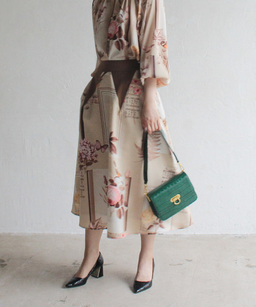 Cepica（セピカ）の「フラワープリント切替フレアスカート（スカート・レディース・ブラウン/ブラック・ONE SIZE）」の4枚目の写真