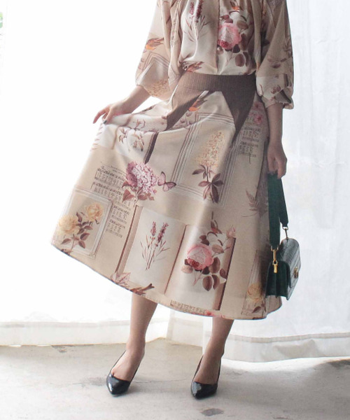 Cepica（セピカ）の「フラワープリント切替フレアスカート（スカート・レディース・ブラウン/ブラック・ONE SIZE）」の9枚目の写真