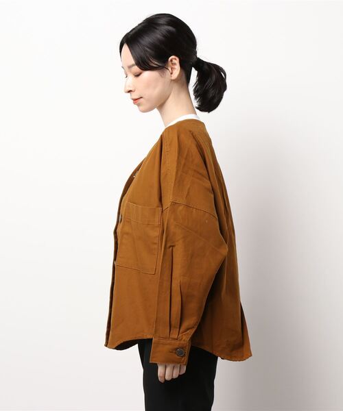 Samansa Mos2(サマンサ モスモス)の「ドルマンジャケット(ノーカラージャケット・レディース・オリーブ/キャメル/ベージュ・フリ-)」の5枚目の写真