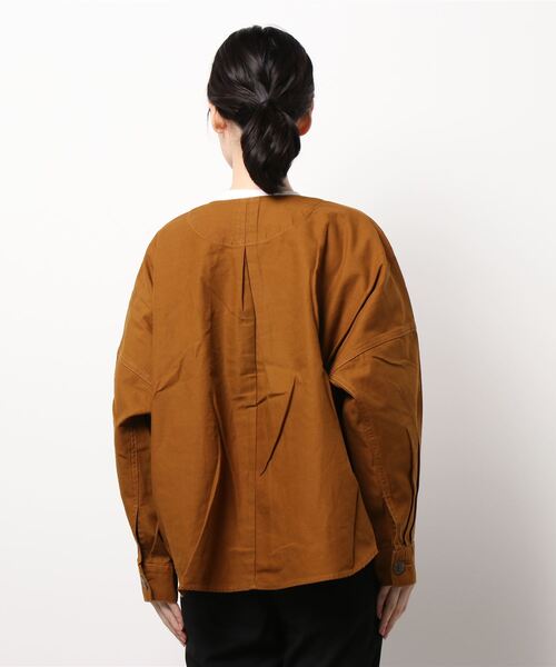 Samansa Mos2(サマンサ モスモス)の「ドルマンジャケット(ノーカラージャケット・レディース・オリーブ/キャメル/ベージュ・フリ-)」の4枚目の写真