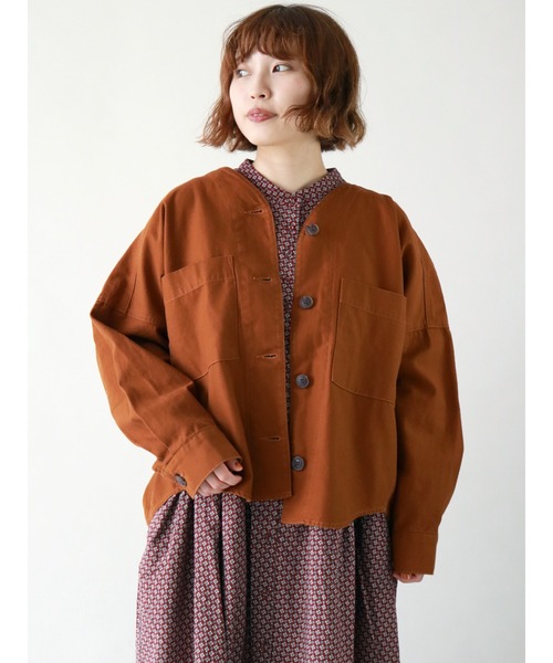 Samansa Mos2(サマンサ モスモス)の「ドルマンジャケット(ノーカラージャケット・レディース・オリーブ/キャメル/ベージュ・フリ-)」の1枚目の写真