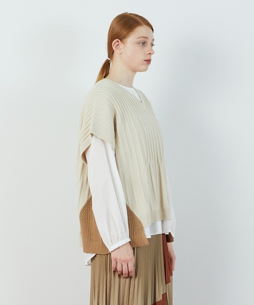 FRAPBOIS（フラボア）の「サイドベスト（ベスト・レディース・ブルー/オフホワイト・1/2）」の17枚目の写真