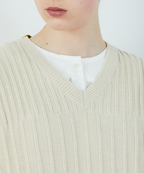 FRAPBOIS（フラボア）の「サイドベスト（ベスト・レディース・ブルー/オフホワイト・1/2）」の13枚目の写真