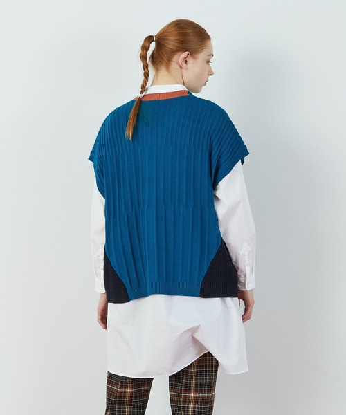 FRAPBOIS（フラボア）の「サイドベスト（ベスト・レディース・ブルー/オフホワイト・1/2）」の7枚目の写真