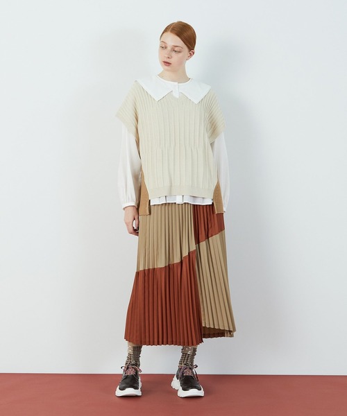 FRAPBOIS（フラボア）の「サイドベスト（ベスト・レディース・ブルー/オフホワイト・1/2）」の14枚目の写真