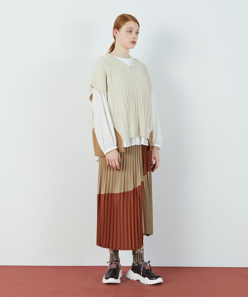 FRAPBOIS（フラボア）の「サイドベスト（ベスト・レディース・ブルー/オフホワイト・1/2）」の18枚目の写真