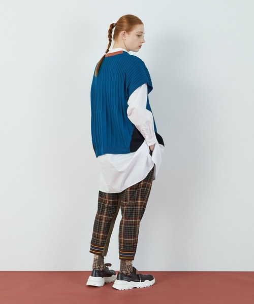 FRAPBOIS（フラボア）の「サイドベスト（ベスト・レディース・ブルー/オフホワイト・1/2）」の10枚目の写真