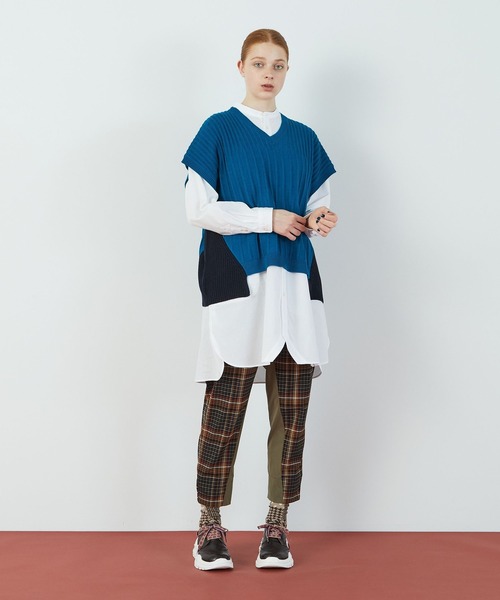 FRAPBOIS（フラボア）の「サイドベスト（ベスト・レディース・ブルー/オフホワイト・1/2）」の8枚目の写真