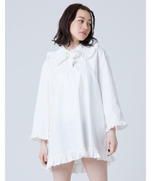 Little sunny bite | Frill mini dress(シャツワンピース)