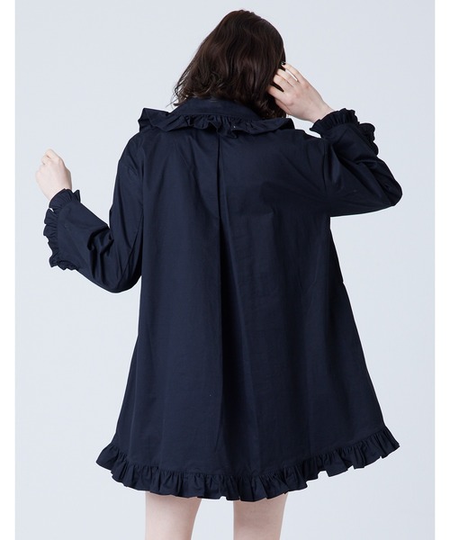 Little sunny bite（リトルサニーバイト）の「Frill mini dress（シャツワンピース・レディース・ホワイト/ブラック・FREE）」の10枚目の写真