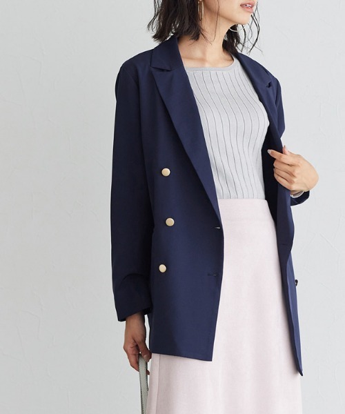 Pierrot（ピエロ）の「ゴールドボタンダブルジャケット（テーラードジャケット・レディース・ネイビー/キャメル・M/L）」の16枚目の写真