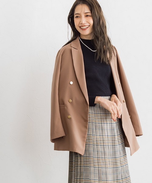 Pierrot（ピエロ）の「ゴールドボタンダブルジャケット（テーラードジャケット・レディース・ネイビー/キャメル・M/L）」の3枚目の写真