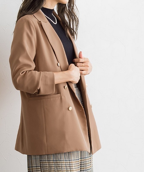 Pierrot（ピエロ）の「ゴールドボタンダブルジャケット（テーラードジャケット・レディース・ネイビー/キャメル・M/L）」の4枚目の写真